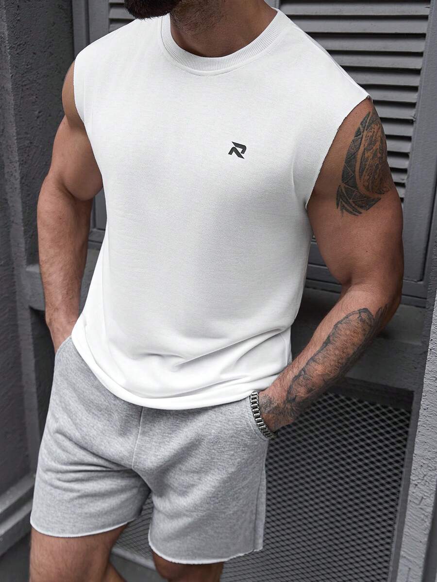 Manfinity Homme 男士圆领字母印花短袖上衣和口袋短裤休闲日常套装 - 彩色 - 查看 1