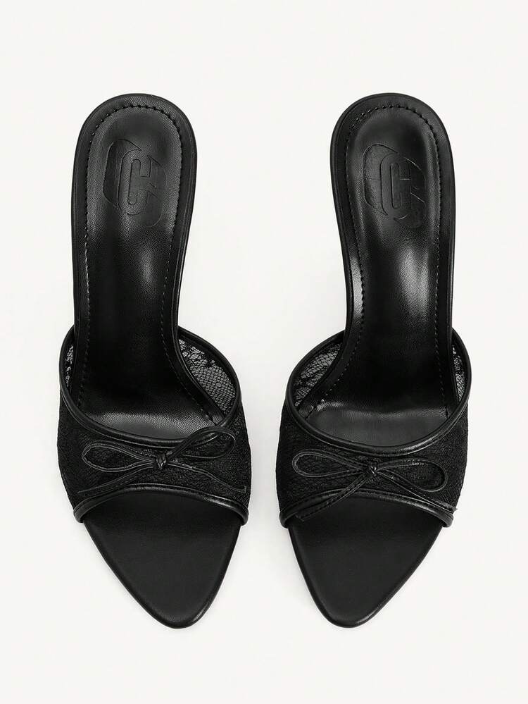 CUCCOO CHICEST Women Shoes Spring And Summer New Black Lace Mesh Bow Peep Toe Women's High Heel Sandals Slippers Fashion Comfortable Versatile Elegant Sexy Party Women's Sandals Peep Toe Sandals