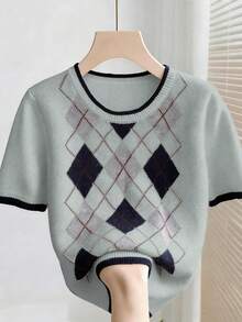 Franclia New Casual Loose Commuter Minimalist Design Women Knit Top, Spring/Autumn - Grey - View 3
