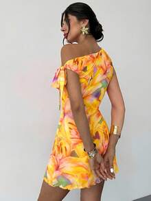 Firerie Đầm mini mùa hè mới dành cho nữ, kiểu dáng hoa văn, vai lệch, gợi cảm, thanh lịch, thích hợp đi nghỉ mát, đầm lưới hoa, đầm cổ lệch, trang phục xuân/hè, đồ đi biển, thanh lịch, gợi cảm, đi nghỉ mát, bãi biển, Hawaii, hẹn hò, tiệc tùng, lễ hội âm nhạc, đầm tốt nghiệp, đầm dạ hội. - Nhiều màu - Xem 10