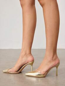 CUCCOO SZL Casual Minimalist Pointed Toe Slide Sandals, Women Pumps - Gold - View 9