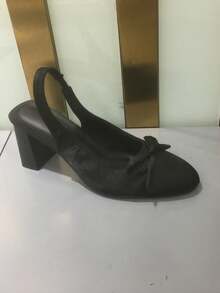 CUCCOO CHICEST Women's Spring/Summer New Bow Round Toe Chunky Heel Mid-Heel Sweet Elegant School Girl Cute Black Satin Ladies High Heel Peep Toe Shoes, Suitable For Dates, Afternoon Tea, Parties, Valentine's Day Wedding Shoes Spring Shoes Bride Shoes - Black - View 7