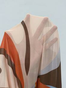 Swim Lushoire Đầm hai dây xuyên thấu gợi cảm dành cho nữ cỡ lớn, thích hợp cho kỳ nghỉ biển, với họa tiết lá cọ trừu tượng nhiệt đới. - màu nâu - Xem 8