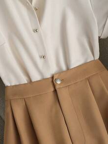 GlowEve 2pcs Women Summer Short Sleeve Shirt And Long Pants Set - Khaki - View 4