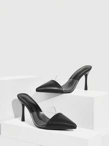 CUCCOO SZL Zapatos de tacón de punta elegantes para mujer para fiestas y uso diario - Negro - Ver 2