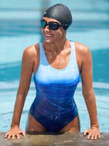 Swim Nautrix Maiô Estampado de Peça Única Primavera/Verão 2026, Roupa de Praia Casual & Maiô Esportivo de Peça Única para Mulheres Maiô de Peça Única Traje de Natação - Azul - Visão 5