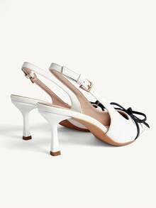 CUCCOO CHICEST Bow Decor Color Block Pointed Toe Elegant High Heel Sandals Wedding Shoes Spring Shoes Bride Shoes - White - View 10