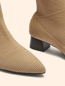 CUCCOO BASICS Women's Fashionable Versatile Pointed Toe Ankle Boots Pumps - Apricot - View 9