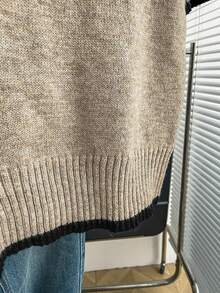SHEIN Franclia Áo len nữ dệt kim dáng rộng, họa tiết hoa ngọt ngào, phong cách retro, hàng mới về, thích hợp cho mùa xuân/thu. - Rượu sâm banh - Xem 5