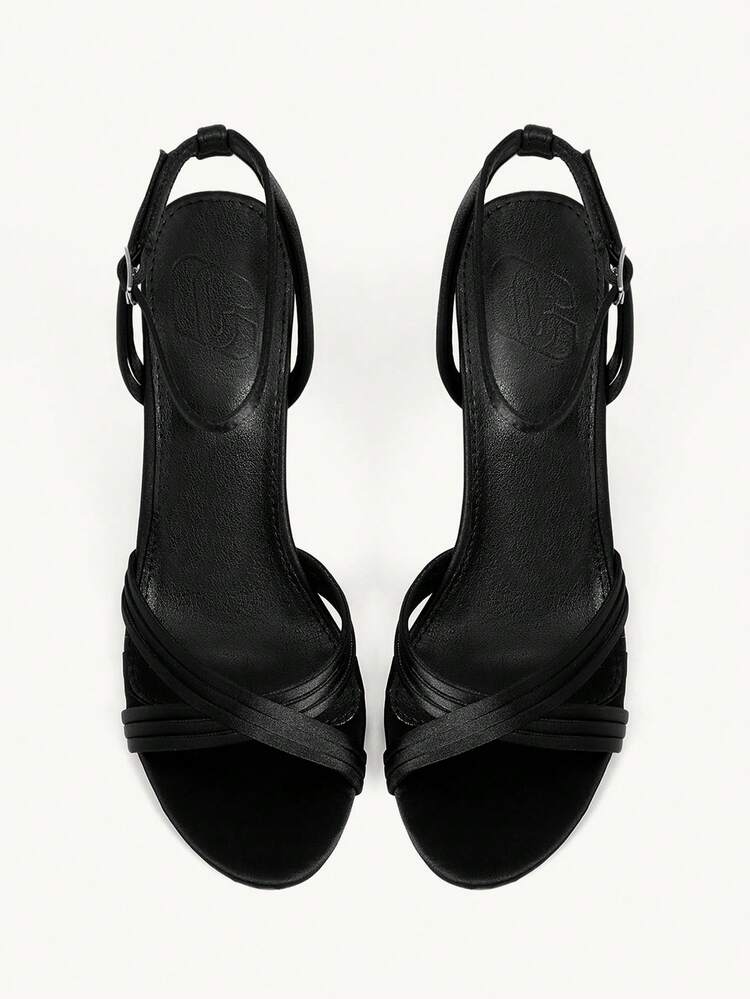 CUCCOO CHICEST Women Shoes Outdoor Women's Round Toe Thin High Heel Cross Strap Design Satin Fabric Stylish Simple Breathable Comfortable Daily Parties Banquet Night Clubs Use Shoes