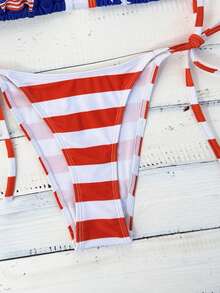 Costavie 2026春夏红色旗帜图案蓝底白星侧系细肩带女士比基尼两件式泳衣 - 彩色 - 查看 6