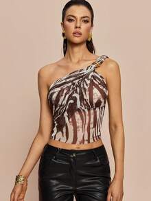 Olia Maree Olia Maree 复古棕白斑马纹网纱单肩扭结褶皱修身性感露脐上衣 单肩上衣 夜店上衣 围巾上衣 单肩衬衫 棕色印花上衣 斑马纹上衣 镂空上衣 露脐上衣 伊比沙岛上衣 棕色抹胸上衣 单肩上衣 女士上衣 夏季女士上衣 夏季女士套装 女士两件套 - 彩色 - 查看 6