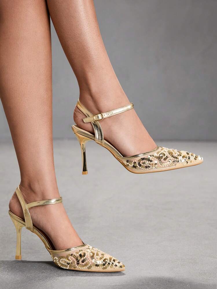 CUCCOO SZL Women's Elegant Commuting Pumps With Studded Rhinestone Decoration Spring Shoes