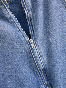 GlowEve Women's Letter Embroidery Patchwork Furry Hem Fashionable Halter Denim Dress - Blue - View 5