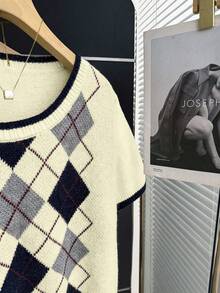 Franclia 新款休闲宽松通勤简约设计女式针织上衣，春秋季 - 杏色 - 查看 7