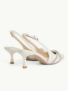 CUCCOO CHICEST Pointed Gentle Temperament Fashionable Versatile Rhinestone Design Sense Bow Elegant Fairy Back Empty Apricot High Heels - Apricot - View 5