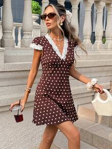 SHEIN PariChic 女士波点休闲度假连衣裙 波点连衣裙 女士短袖夏季连衣裙 女士度假连衣裙 法式连衣裙 波点连衣裙 波点连衣裙 女工装 女士棕色波点连衣裙 棕色连衣裙 性感连衣裙 波点迷你连衣裙 女士休闲连衣裙 女士波点连衣裙 女士夏季连衣裙 女士连衣裙 女士连衣裙 - 彩色 - 查看 5