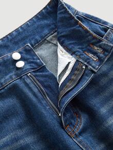 GlowEve Women's Pocket Button Casual Versatile Daily Wear Wide Leg Jeans - Blue - View 3