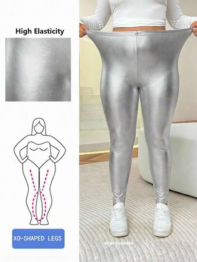 Solflare 大码女式纯色休闲百搭日常穿着打底裤