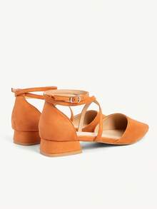 CUCCOO CHICEST 女士尖头搭扣设计日常百搭时尚高跟鞋 - 橘色 - 查看 9