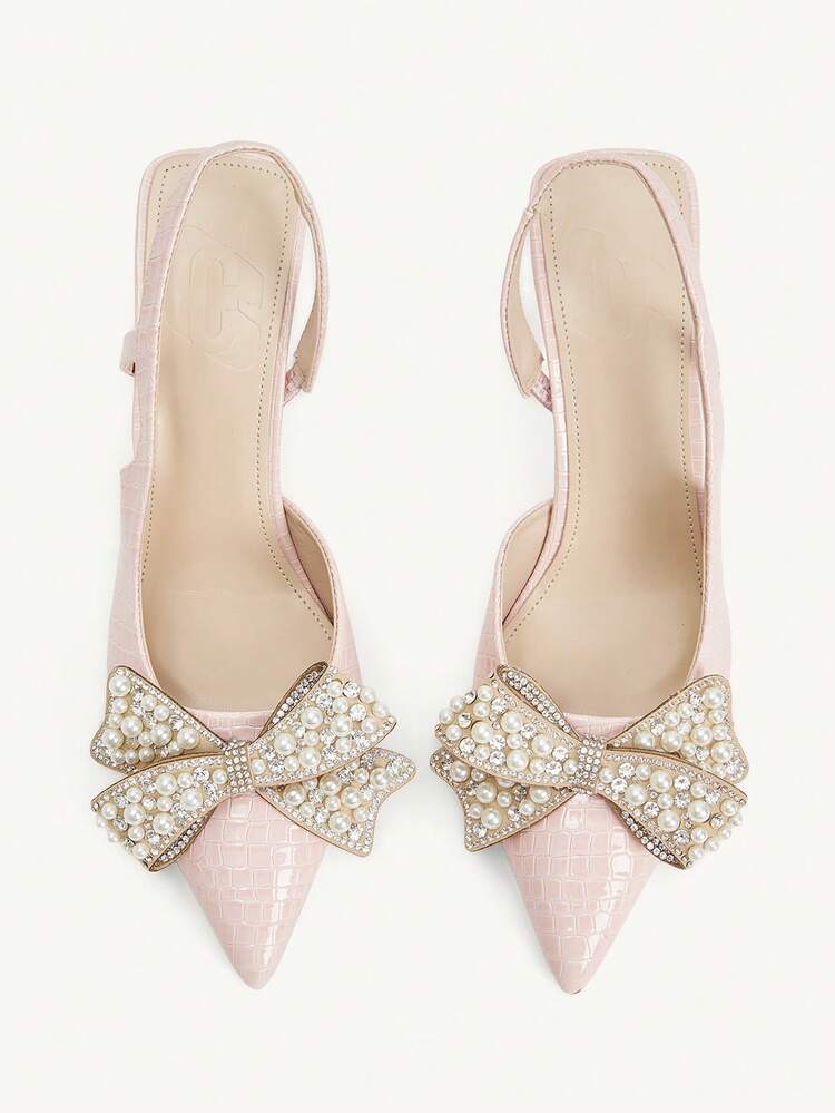 CUCCOO CHICEST Women Shoes Spring Summer New Three-Dimensional Cute Big Bow Design Pointed Toe Wine Glass Heel Middle Heel Romantic Elegance Temperament Simple Black Satin High Heel Single Slingback Dating Afternoon Tea Party Valentine's Day Elegant Wear Banquet Dating Evening Dress Sweet And Sexy Wedding Shoes Half Slippers Macaron White Beige Blue Royal Blue Pink Brown Green Burgundy Gray Rose Red Purple Yellow Orange Apricot Gold Silvery Diamonds Big Size Rhinestone Flower Lace Wedding Shoes Spring Shoes Bride Shoes