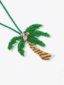 Viva Strut 一件夏日海岛风手工串珠椰子树包包吊坠，镶嵌新鲜钻石的棕榈树吊坠，小众度假配饰，适合海滩、度假、夏季、海边、沙滩派对等场合。（手工串珠，批次可能略有不同） - 彩色 - 查看 3