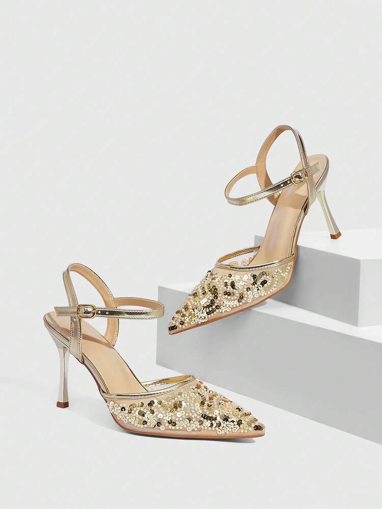 CUCCOO SZL Women's Elegant Commuting Pumps With Studded Rhinestone Decoration Spring Shoes