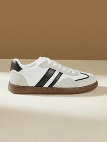 CUCCOO EASI 2026 Nuevos zapatos deportivos casuales versátiles de primavera para mujer, zapatillas deportivas de suela plana - Pu gris blanco - Ver 2