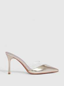 CUCCOO SZL Casual Minimalist Pointed Toe Slide Sandals, Women Pumps - Gold - View 3