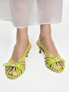 Mnmlis Women's Vintage-Style, Green, Elegant, Open-Work With Graceful Charm, Versatile, Comfortable, High Heels, Suitable For Work, Dates, Gatherings, Festivals, Parties, Weddings, And Vacations. Summer Shoes - Light green - View 10