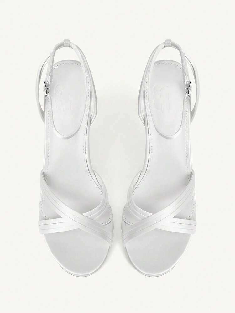 CUCCOO CHICEST Women Shoes Outdoor Women's Round Toe Thin High Heel Cross Strap Design Satin Fabric Stylish Simple Breathable Comfortable Daily Parties Banquet Night Clubs Use Shoes Summer Shoes