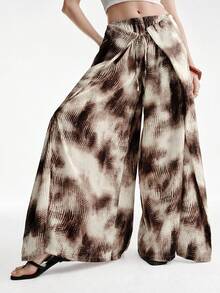 Aveloria Modichic 新款复古时尚休闲度假弹力腰抽绳印花宽松直筒裤 - 彩色 - 查看 5