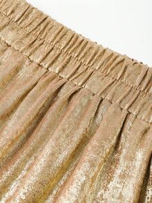 Franclia Women's High Waist Elastic Waist Foil Woven Fabric All-Match Style Casual Pants, Versatile And Fashionable For Summer Daily Wear - Gold - View 5