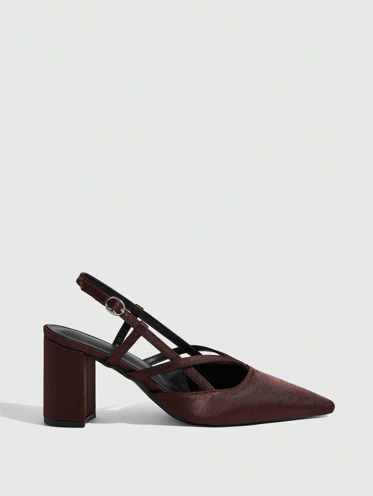 CUCCOO SZL Women's Pointed Toe Criss-Cross Strap Chunky Heel Pumps, Sexy Elegant Stylish High Heels Suitable For Dates, Afternoon Tea, Parties, Formal Events, And Daily Commute