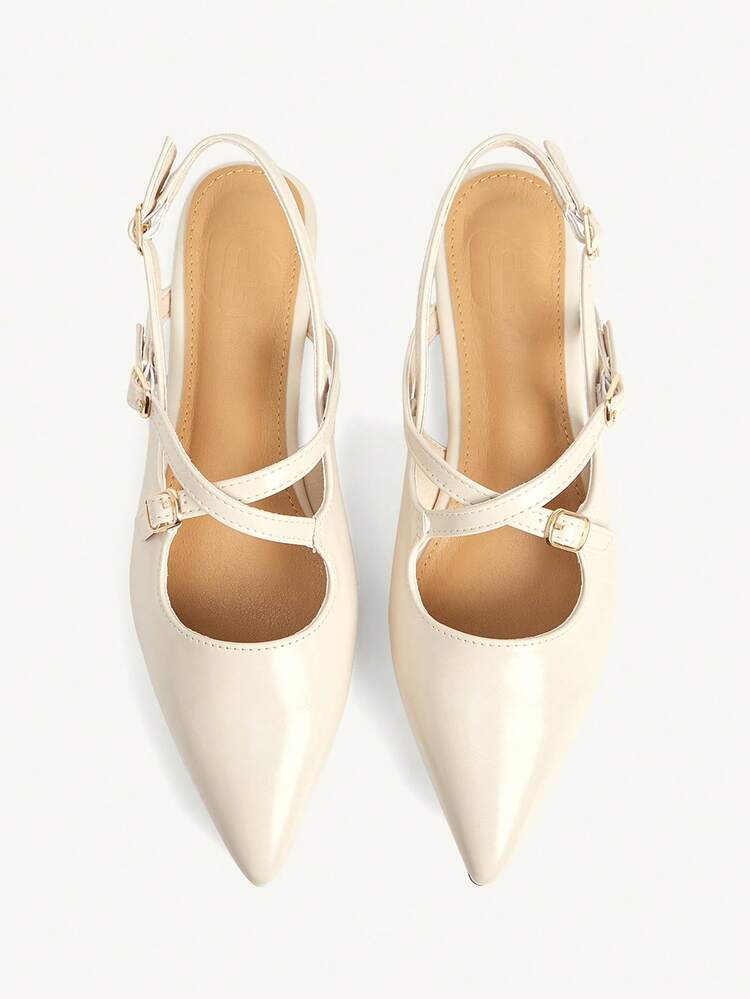 CUCCOO CHICEST Women's Buckle Design Casual Versatile Flat Shoes Wedding Shoes Summer Shoes Bride Shoes