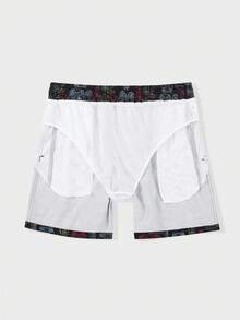 Manfinity Swimmode Men's Casual Game Controller Print Beach Shorts - Black - View 3