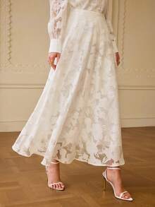 ZEYLAH White Laser Cut Pleated Skirt - White - View 5