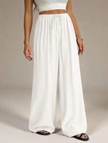 SHEIN Tall 春夏女装浪漫/舞会/正式/生日/90年代/商务休闲/优雅/西式/外出/时尚/休闲/千禧年/夜店/办公室/鸡尾酒会/复古/紧身/锐舞节/趣味/优雅/老钱/街头风/度假/乡村音乐会/工作/端庄/春假/单身派对/演唱会/酷炫/基础款/毕业/低腰/宽松/直筒/阔腿/裤子 - 米色 - 查看 4