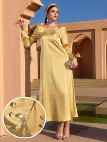 Al Najma Abaya Ả Rập của phụ nữ - Màu vàng - Xem 1