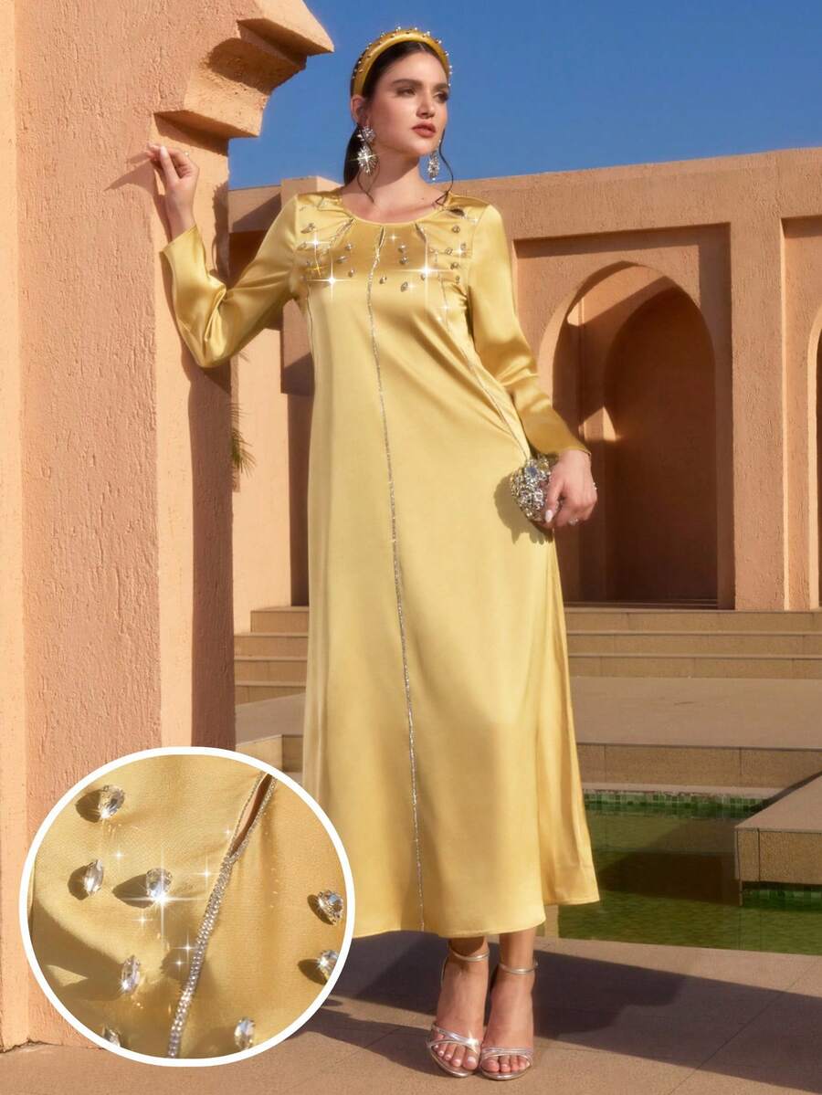 Al Najma Abaya Ả Rập của phụ nữ - Màu vàng - Xem 1