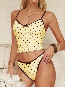 Swim Mod Bộ bikini 2 mảnh kiểu Âu và Mỹ mới về mùa Xuân/Hè, họa tiết chấm bi, áo ngực hai dây phối màu tương phản có đệm mút và quần bikini cạp cao, đồ bơi gợi cảm cho bãi biển, hồ bơi, tiệc sinh nhật. - Nhiều màu - Xem 2