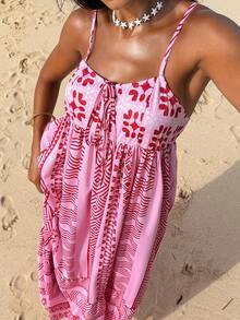 Swim Vcay Đầm nữ dáng rộng, họa tiết Dopamine, kiểu dáng patchwork, thích hợp cho kỳ nghỉ, phong cách Bohemian Thái Lan. - Nhiều màu - Xem 3