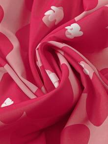 Linhara 大码女式圆领荷叶边泡泡袖印花宽松复古休闲上衣，适合夏季新款女式上衣，夏季女式休闲上衣，女士最新款上衣 - 彩色 - 查看 5