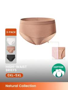 LUVLETTE Bộ 3 quần lót nữ cạp cao bằng cotton Plus - Màu đen - Nhiều màu - Xem 1