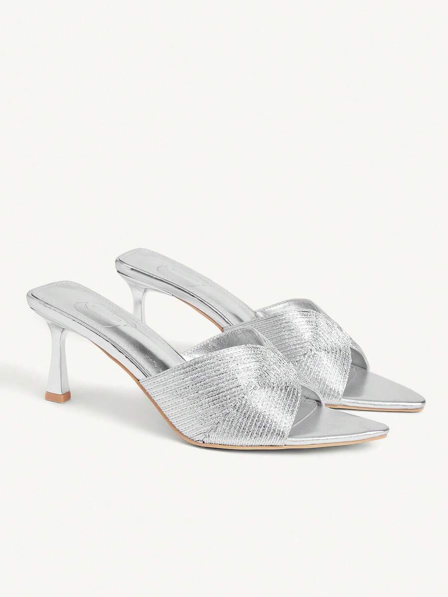 CUCCOO CHICEST Giày sandal cao gót mũi nhọn thanh lịch, gợi cảm dành cho nữ, tiện lợi cho việc đi lại hàng ngày và các dịp trang trọng. - Bạc - Xem 1