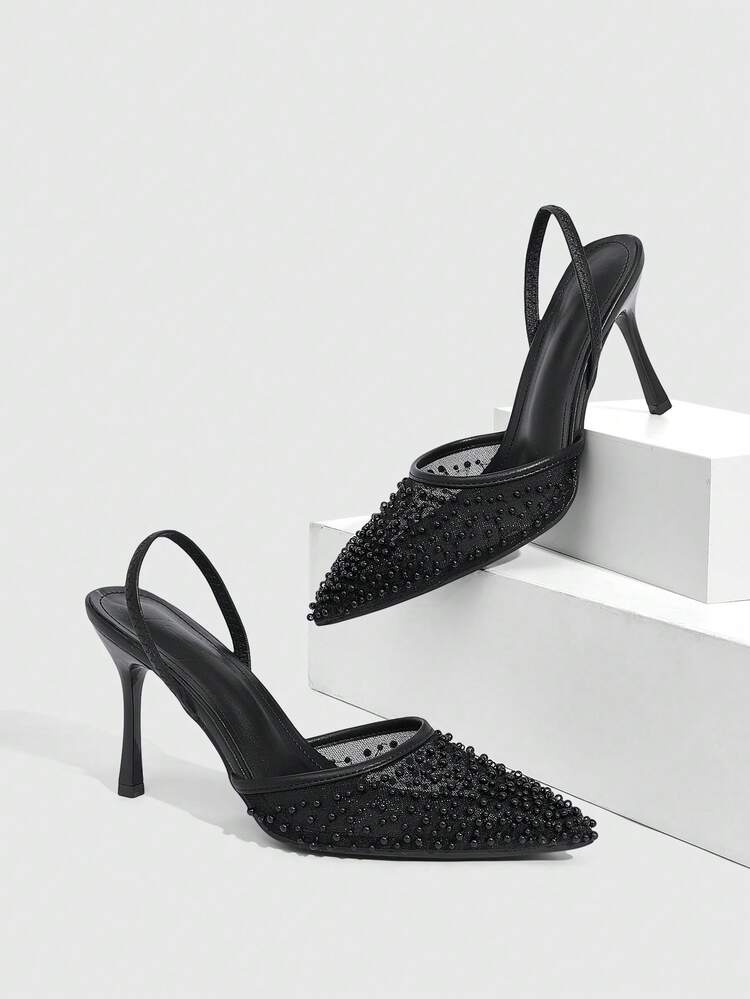 CUCCOO SZL Women's Pointed Toe Studded Decor Everyday Versatile Fashion High Heels Spring Shoes