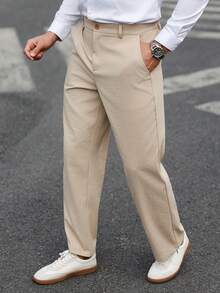 Manfinity Mode Men's Solid Color Pocket Casual Versatile Commute Pants - Khaki - View 6