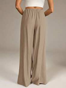 SHEIN Tall 春夏女装浪漫/舞会/正式/生日/90年代/商务休闲/优雅/西式/外出/时尚/休闲/千禧年/夜店/办公室/鸡尾酒会/复古/紧身/锐舞节/趣味/优雅/老钱/街头风/度假/乡村音乐会/工作/端庄/春假/单身派对/演唱会/酷炫/基础款/毕业/低腰/宽松/直筒/阔腿/裤子 - 卡其色 - 查看 2