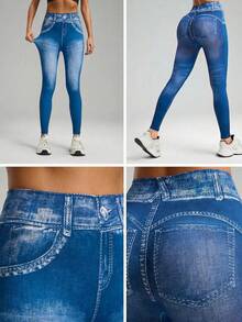 Innovista Women's Yoga/Dance Butt-Lifting Hollow Out Leggings - Blue - View 9