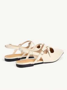 CUCCOO CHICEST 女士搭扣设计休闲百搭平底鞋 - 杏色 - 查看 4